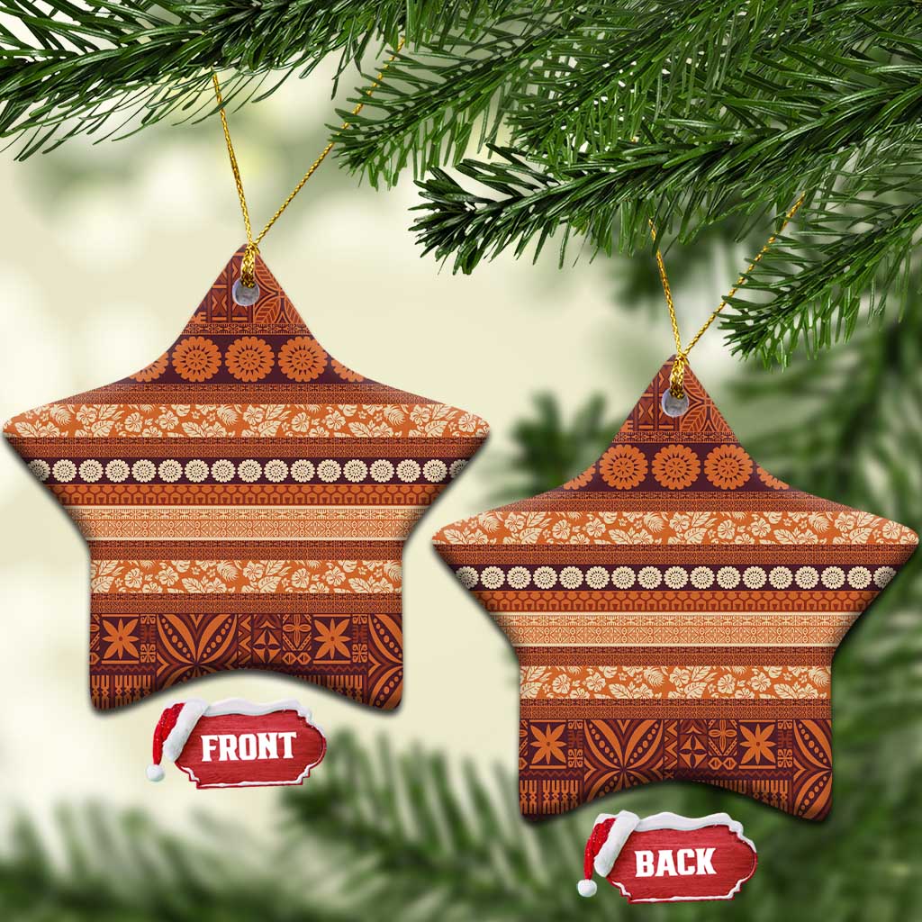 Fiji Marau na Kerisimasi Ceramic Ornament Gold Tapa Masi Inspired Christmas LT9 Star Gold - Polynesian Pride