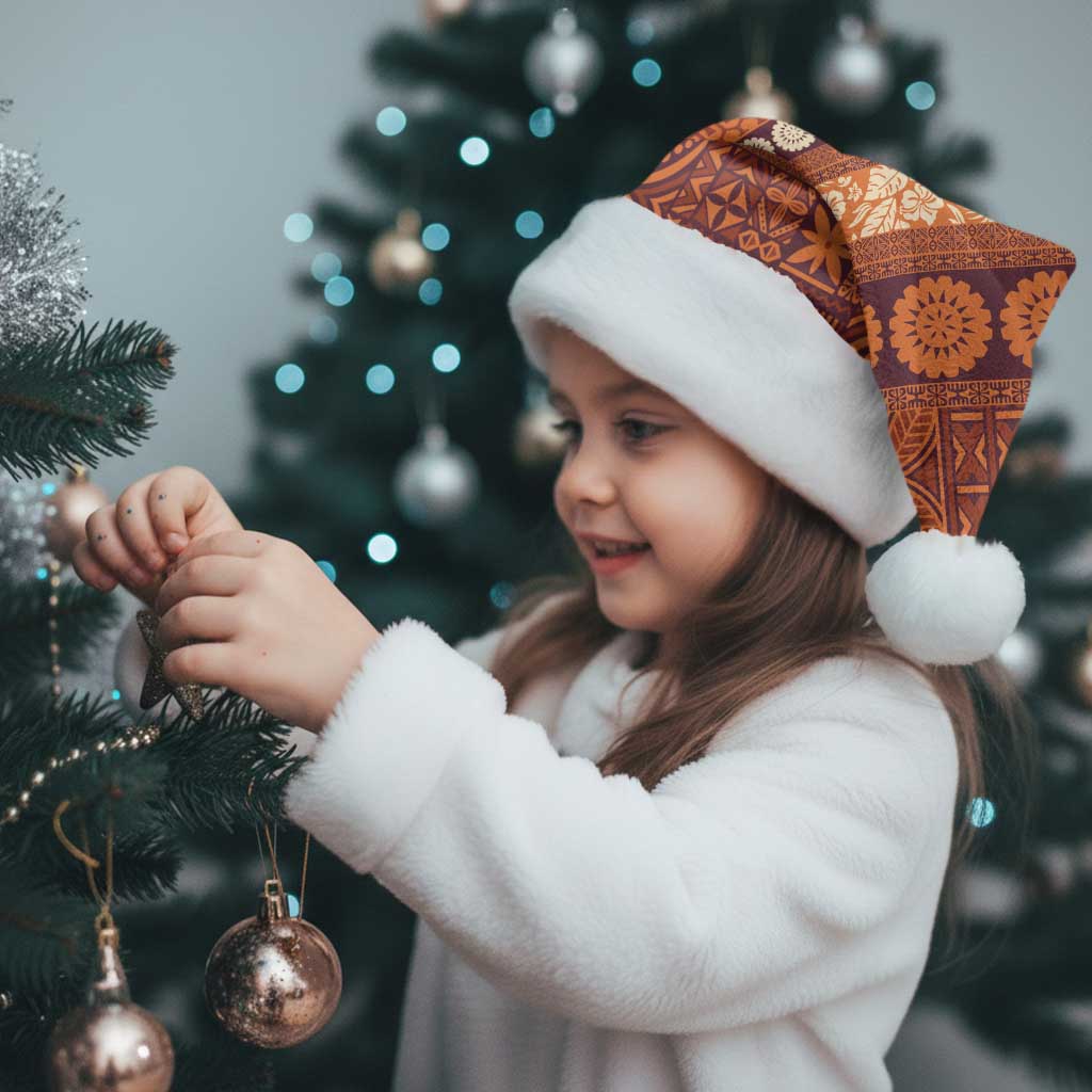 Fiji Marau na Kerisimasi Christmas Santa Hat Gold Tapa Masi Inspired Christmas - Polynesian Pride