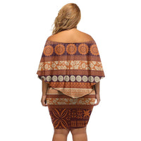 Fiji Marau na Kerisimasi Family Matching Off Shoulder Short Dress and Hawaiian Shirt Gold Tapa Masi Inspired Christmas LT9 - Polynesian Pride