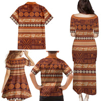 Fiji Marau na Kerisimasi Family Matching Puletasi and Hawaiian Shirt Gold Tapa Masi Inspired Christmas LT9 - Polynesian Pride