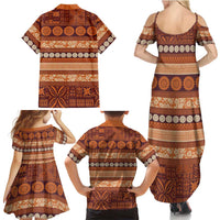 Fiji Marau na Kerisimasi Family Matching Summer Maxi Dress and Hawaiian Shirt Gold Tapa Masi Inspired Christmas LT9 - Polynesian Pride