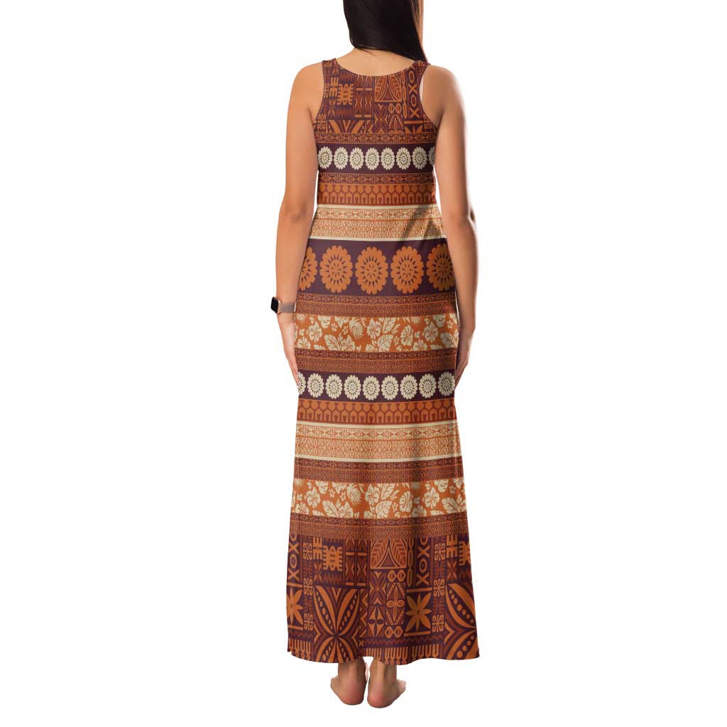 Fiji Marau na Kerisimasi Family Matching Tank Maxi Dress and Hawaiian Shirt Gold Tapa Masi Inspired Christmas LT9 - Polynesian Pride