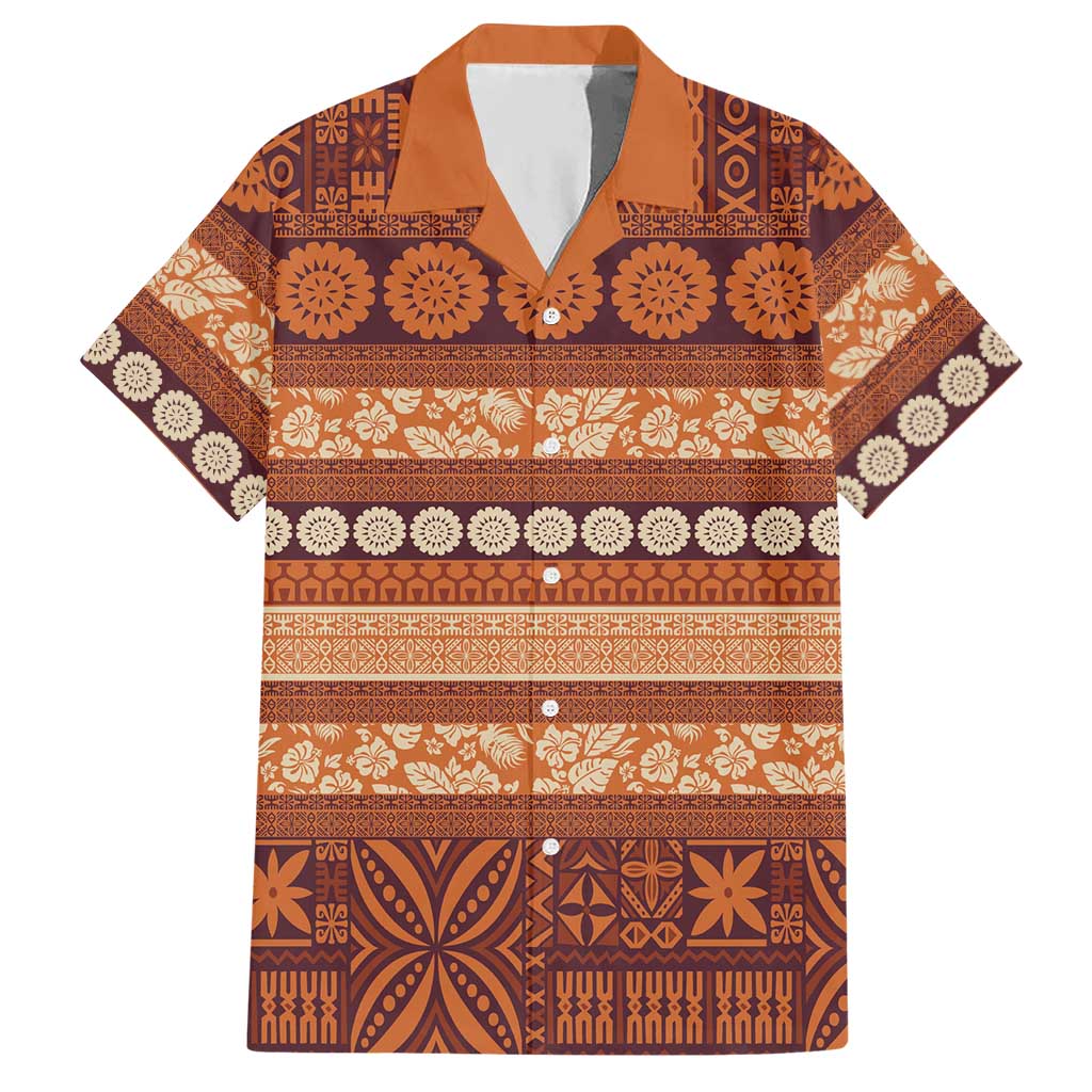 Fiji Marau na Kerisimasi Hawaiian Shirt Gold Tapa Masi Inspired Christmas - Polynesian Pride