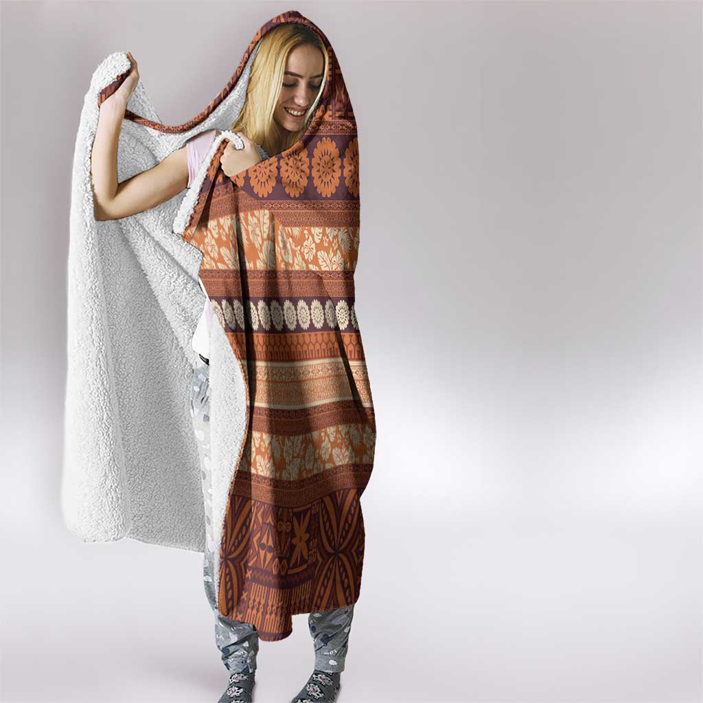 Fiji Marau na Kerisimasi Hooded Blanket Gold Tapa Masi Inspired Christmas - Polynesian Pride