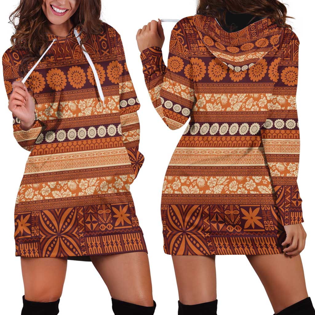 Fiji Marau na Kerisimasi Hoodie Dress Gold Tapa Masi Inspired Christmas LT9 - Polynesian Pride