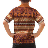 Fiji Marau na Kerisimasi Kid Hawaiian Shirt Gold Tapa Masi Inspired Christmas - Polynesian Pride