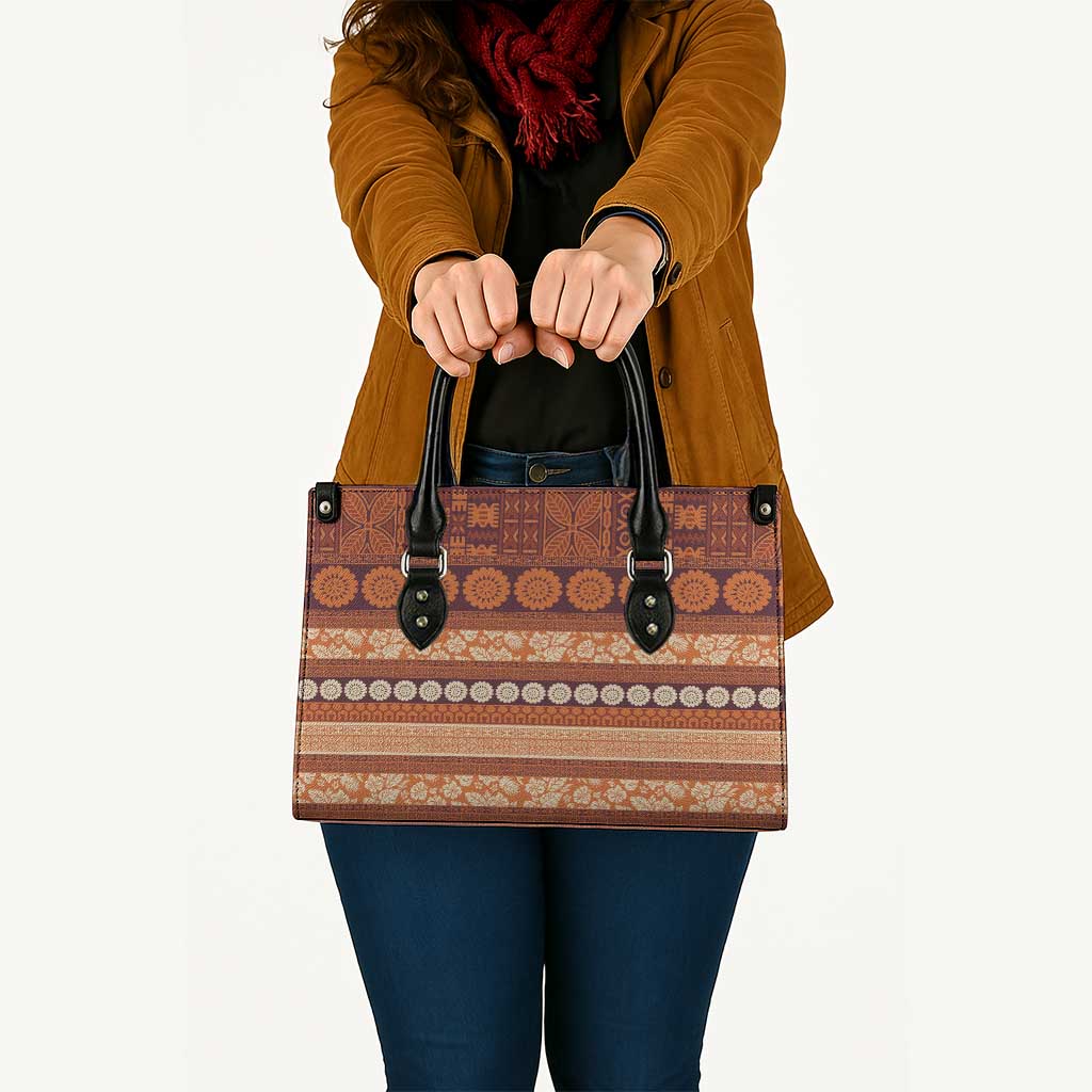 Fiji Marau na Kerisimasi Leather Bag Gold Tapa Masi Inspired Christmas - Polynesian Pride