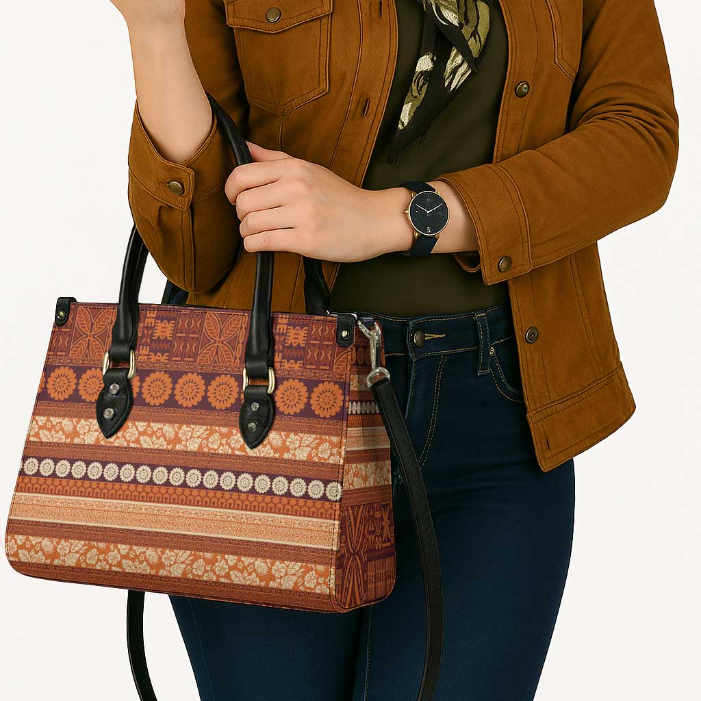 Fiji Marau na Kerisimasi Leather Bag Gold Tapa Masi Inspired Christmas - Polynesian Pride