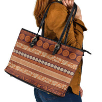 Fiji Marau na Kerisimasi Leather Tote Bag Gold Tapa Masi Inspired Christmas - Polynesian Pride