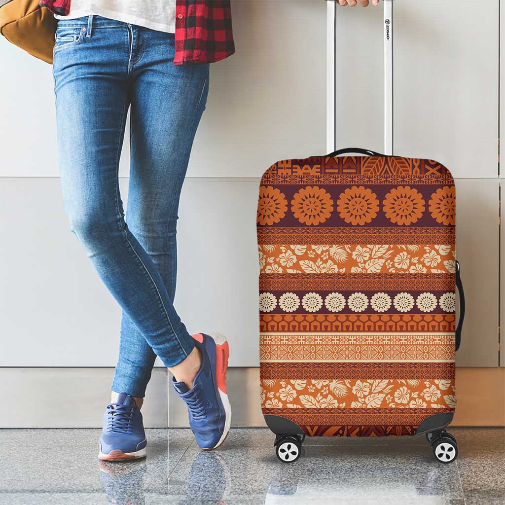 Fiji Marau na Kerisimasi Luggage Cover Gold Tapa Masi Inspired Christmas - Polynesian Pride