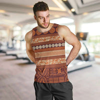 Fiji Marau na Kerisimasi Men Tank Top Gold Tapa Masi Inspired Christmas - Polynesian Pride