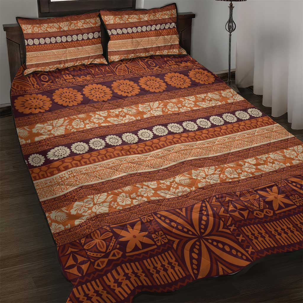 Fiji Marau na Kerisimasi Quilt Bed Set Gold Tapa Masi Inspired Christmas - Polynesian Pride