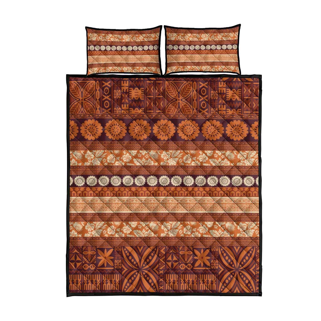Fiji Marau na Kerisimasi Quilt Bed Set Gold Tapa Masi Inspired Christmas - Polynesian Pride