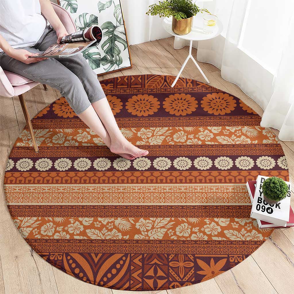 Fiji Marau na Kerisimasi Round Carpet Gold Tapa Masi Inspired Christmas - Polynesian Pride