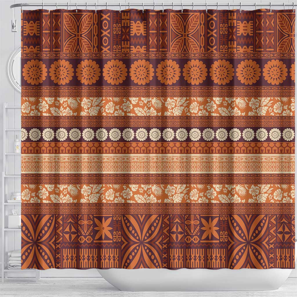 Fiji Marau na Kerisimasi Shower Curtain Gold Tapa Masi Inspired Christmas - Polynesian Pride