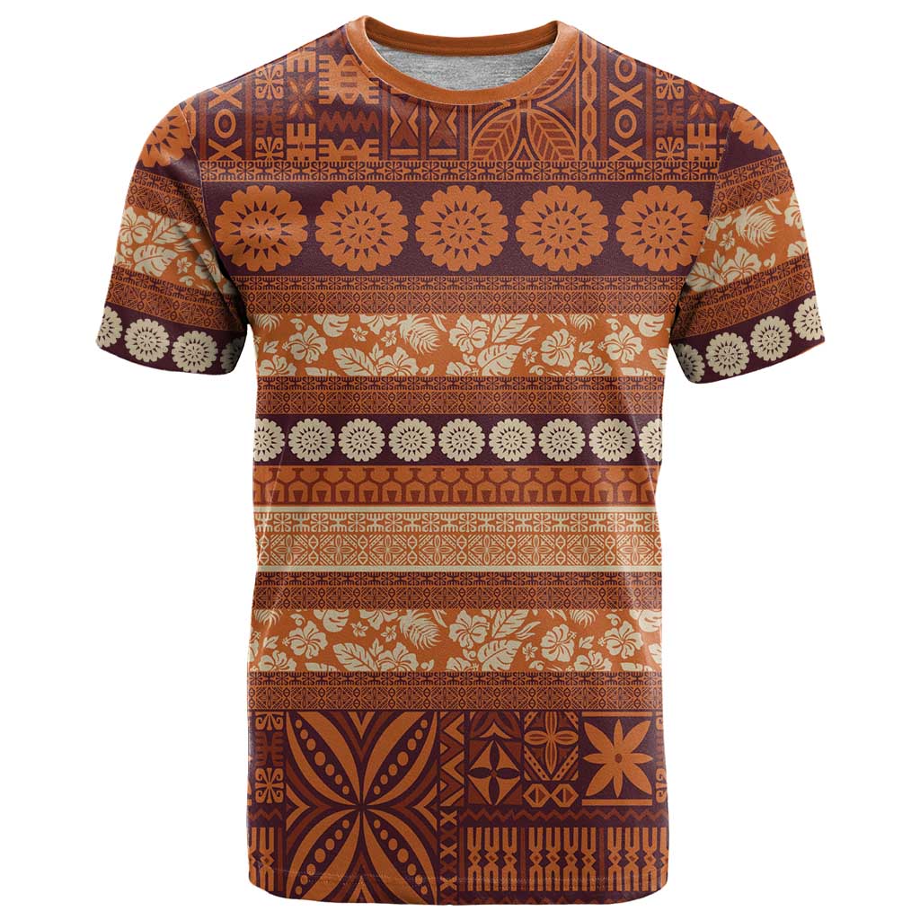 Fiji Marau na Kerisimasi T Shirt Gold Tapa Masi Inspired Christmas - Polynesian Pride