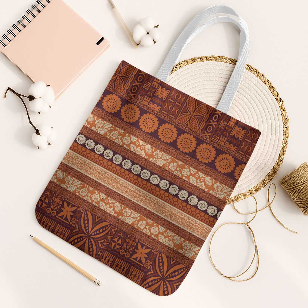 Fiji Marau na Kerisimasi Tote Bag Gold Tapa Masi Inspired Christmas - Polynesian Pride