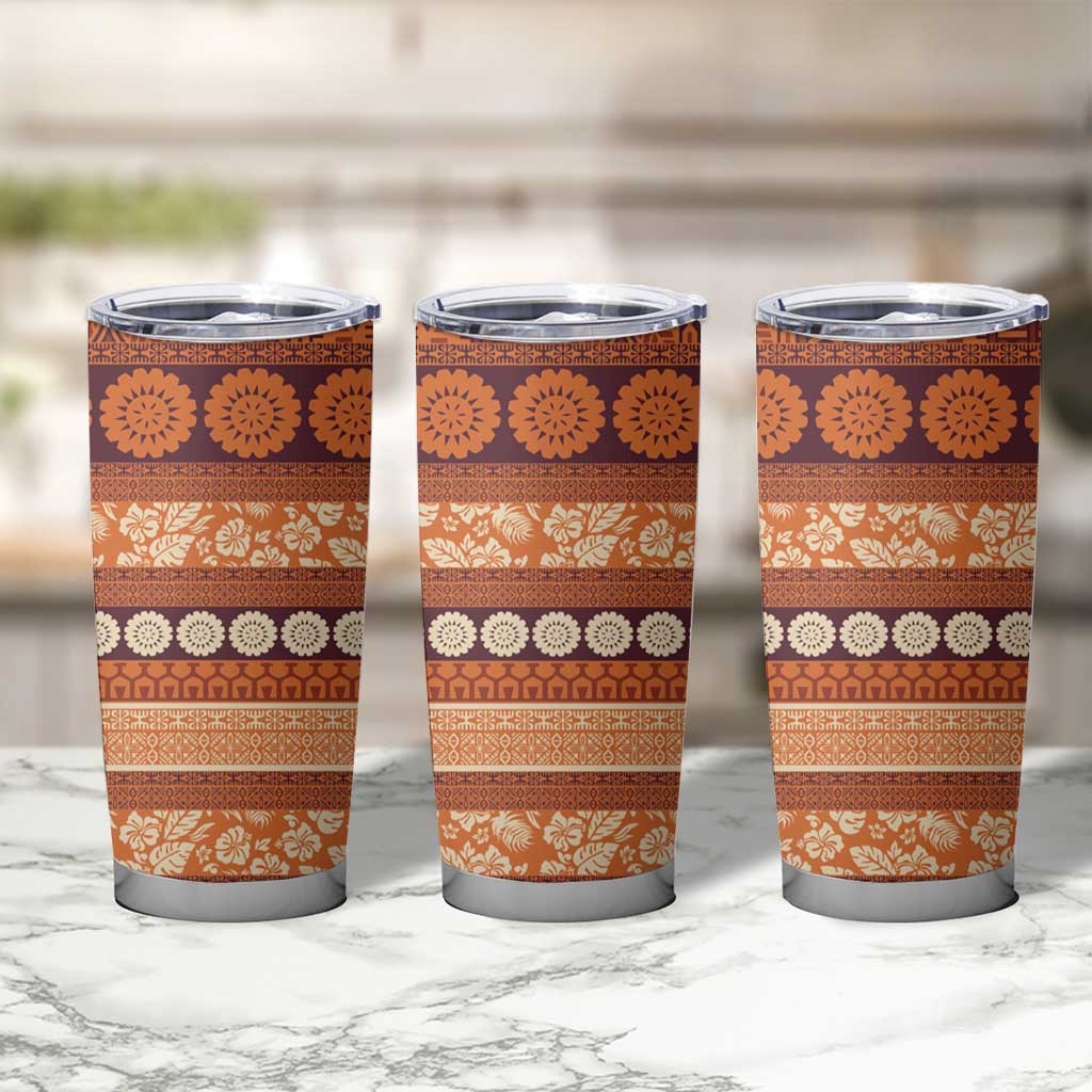 Fiji Marau na Kerisimasi Tumbler Cup Gold Tapa Masi Inspired Christmas - Polynesian Pride
