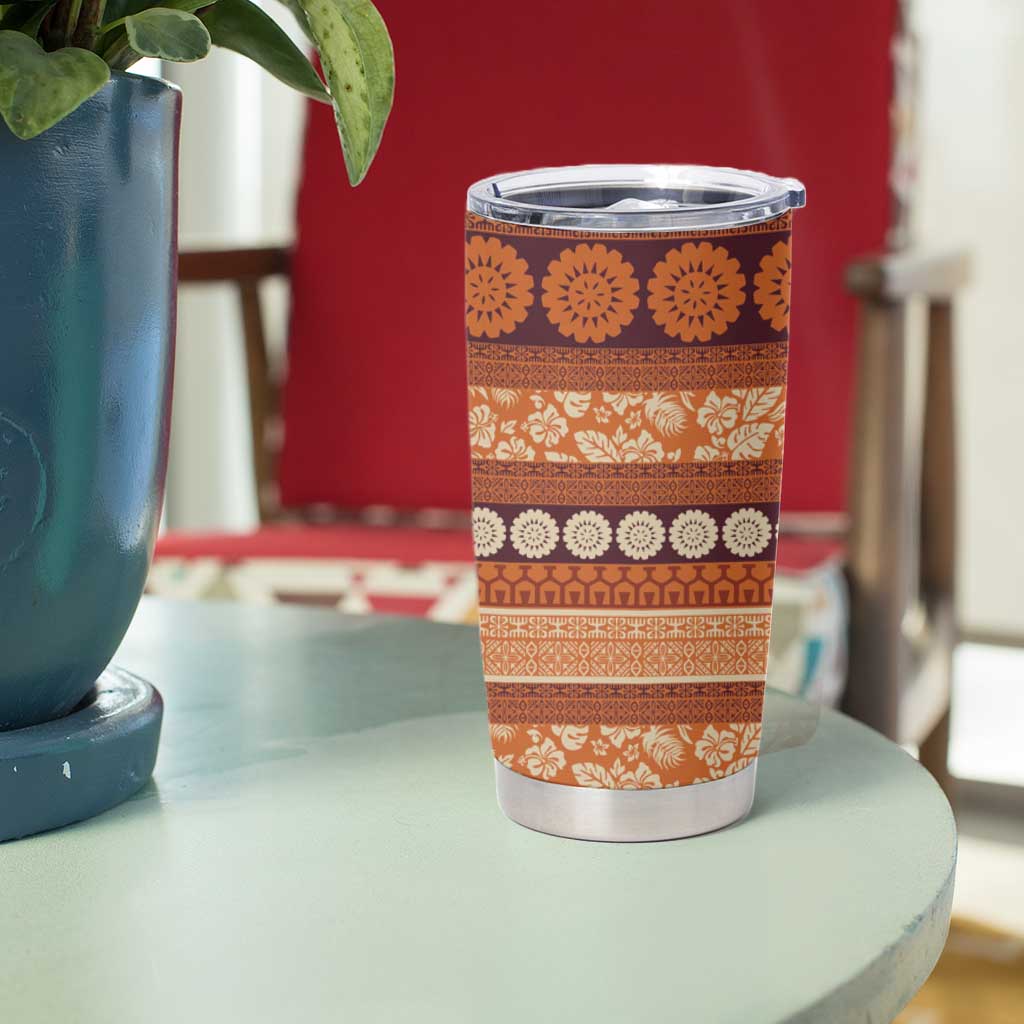 Fiji Marau na Kerisimasi Tumbler Cup Gold Tapa Masi Inspired Christmas - Polynesian Pride