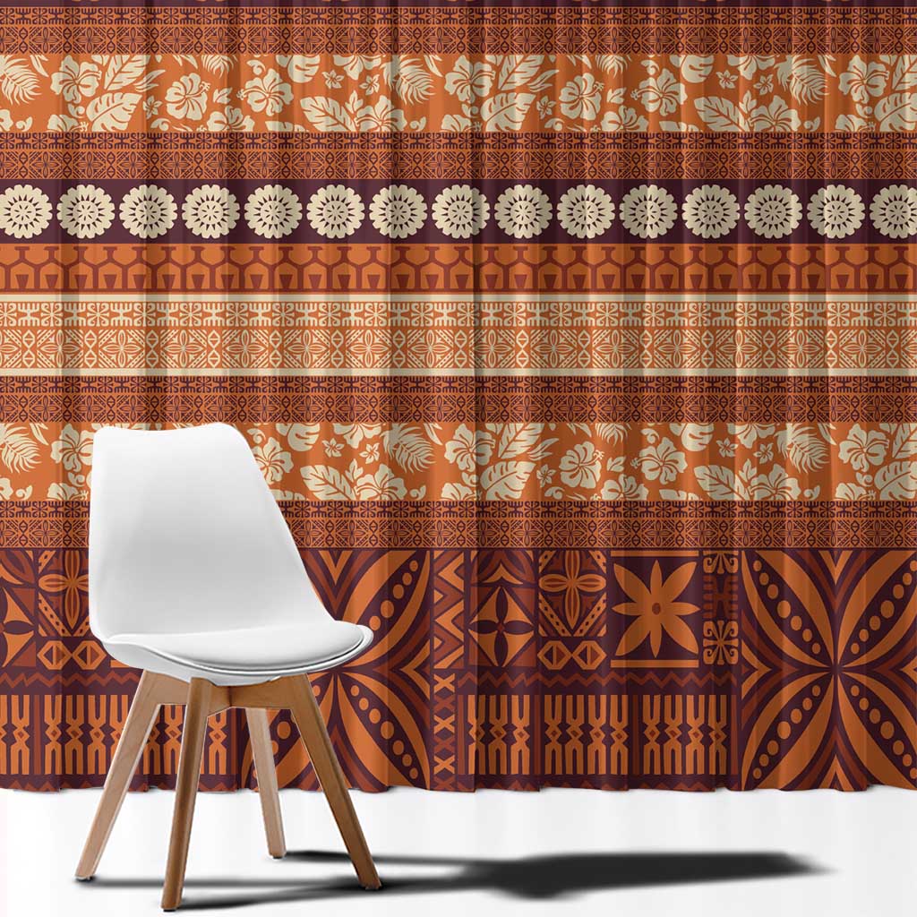 Fiji Marau na Kerisimasi Window Curtain Gold Tapa Masi Inspired Christmas - Polynesian Pride