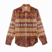 Fiji Marau na Kerisimasi Women Casual Shirt Gold Tapa Masi Inspired Christmas LT9 - Polynesian Pride