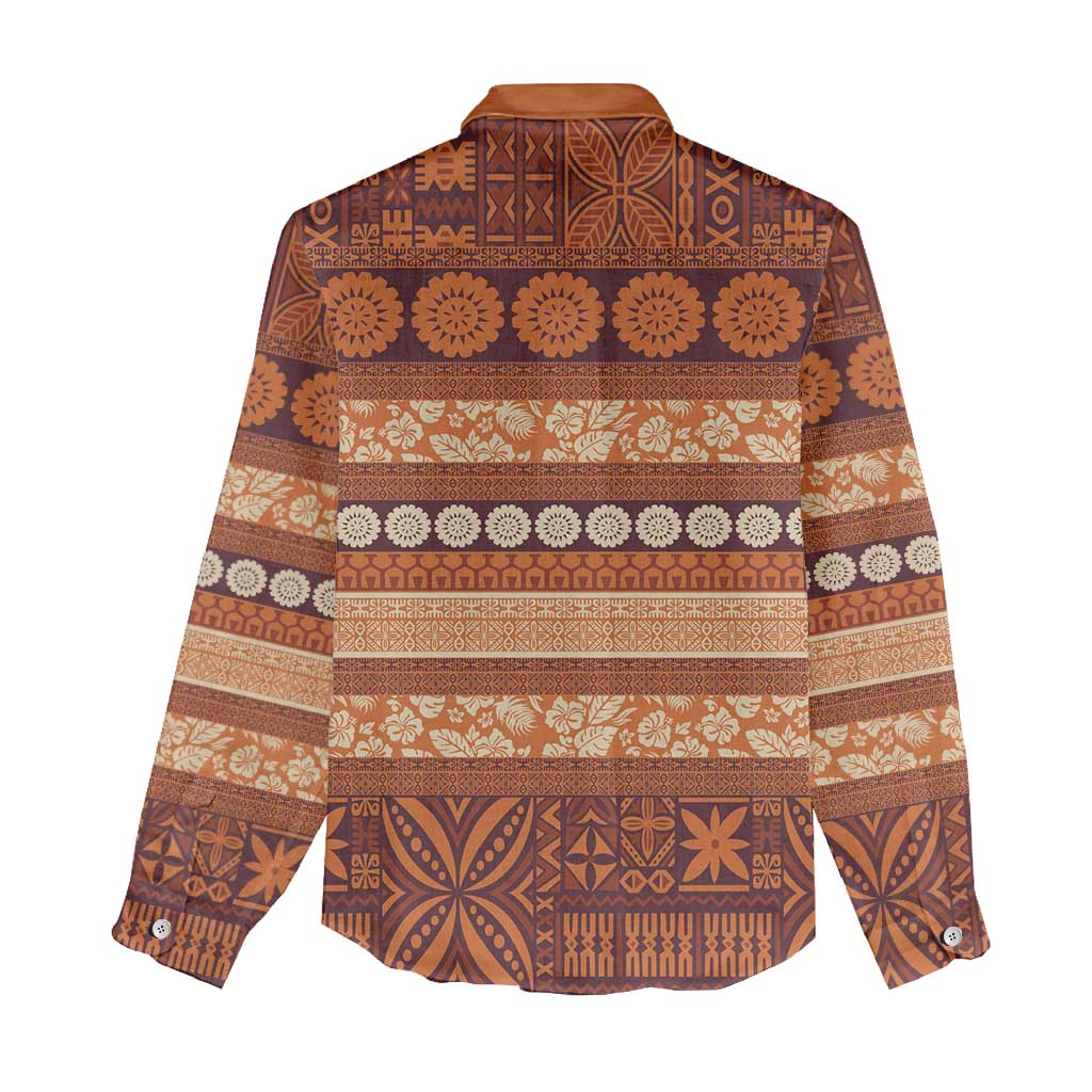 Fiji Marau na Kerisimasi Women Casual Shirt Gold Tapa Masi Inspired Christmas LT9 - Polynesian Pride