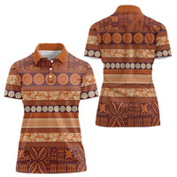 Fiji Marau na Kerisimasi Women Polo Shirt Gold Tapa Masi Inspired Christmas - Polynesian Pride