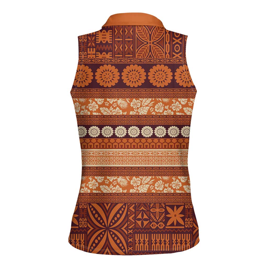 Fiji Marau na Kerisimasi Women Sleeveless Polo Shirt Gold Tapa Masi Inspired Christmas LT9 - Polynesian Pride