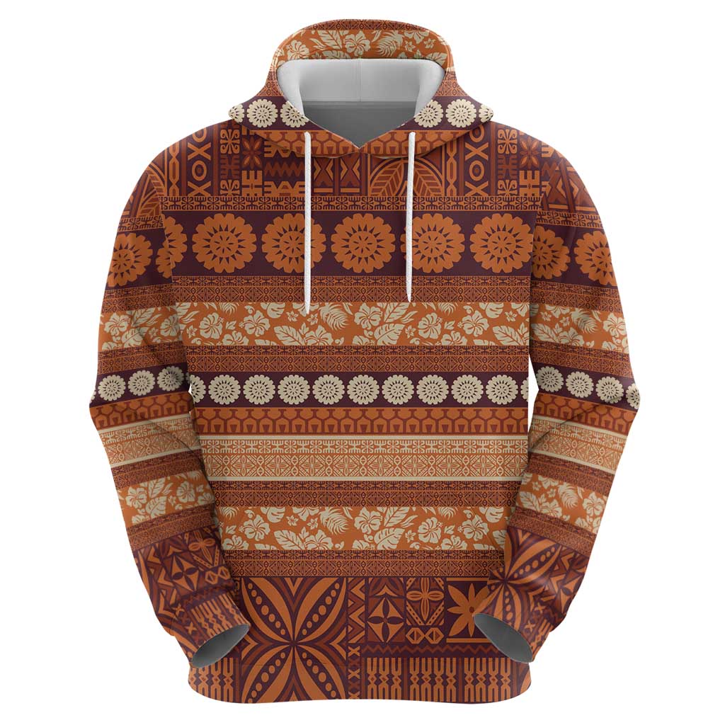 Fiji Marau na Kerisimasi Zip Hoodie Gold Tapa Masi Inspired Christmas - Polynesian Pride