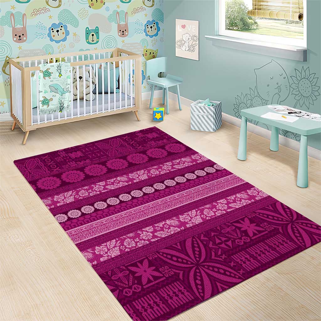 Fiji Marau na Kerisimasi Area Rug Pink Tapa Masi Inspired Christmas - Polynesian Pride