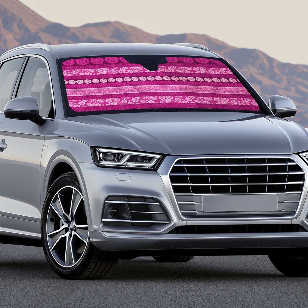 Fiji Marau na Kerisimasi Auto Sun Shade Pink Tapa Masi Inspired Christmas - Polynesian Pride