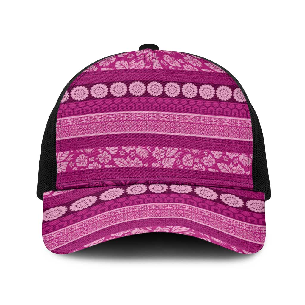 Fiji Marau na Kerisimasi Baseball Net Cap Pink Tapa Masi Inspired Christmas - Polynesian Pride
