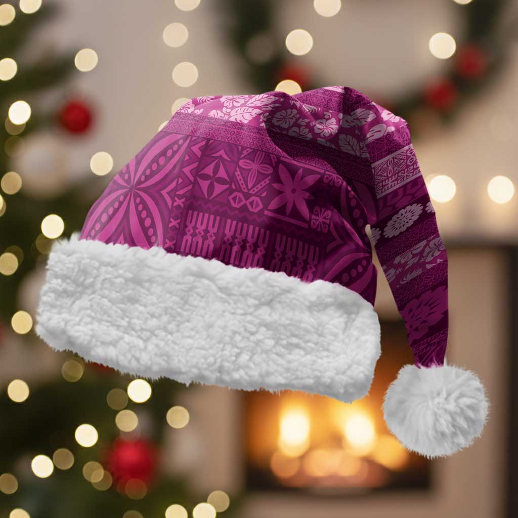 Fiji Marau na Kerisimasi Christmas Santa Hat Pink Tapa Masi Inspired Christmas - Polynesian Pride