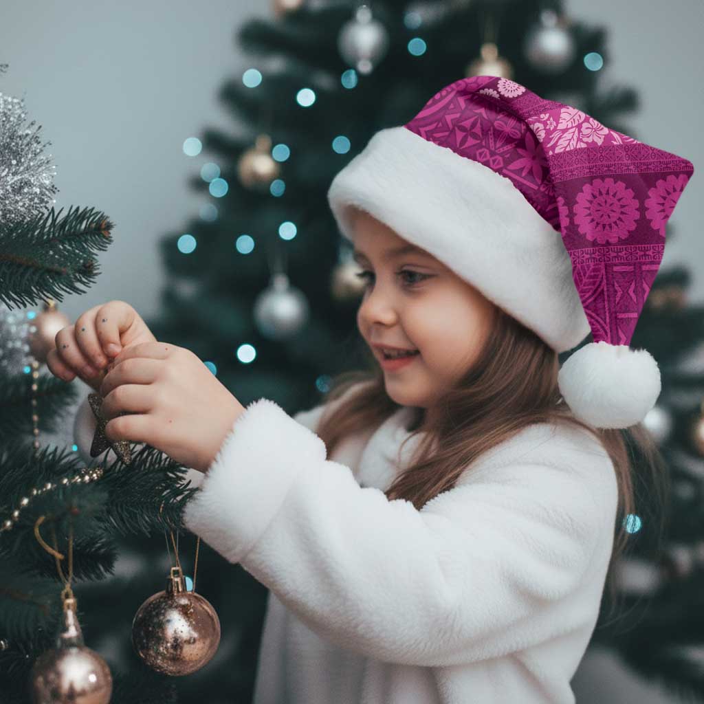 Fiji Marau na Kerisimasi Christmas Santa Hat Pink Tapa Masi Inspired Christmas - Polynesian Pride