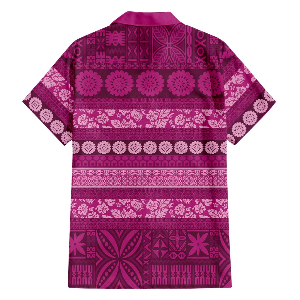 Fiji Marau na Kerisimasi Family Matching Off Shoulder Maxi Dress and Hawaiian Shirt Pink Tapa Masi Inspired Christmas LT9 - Polynesian Pride