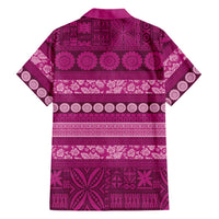 Fiji Marau na Kerisimasi Family Matching Off Shoulder Maxi Dress and Hawaiian Shirt Pink Tapa Masi Inspired Christmas LT9 - Polynesian Pride