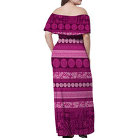 Fiji Marau na Kerisimasi Family Matching Off Shoulder Maxi Dress and Hawaiian Shirt Pink Tapa Masi Inspired Christmas LT9 - Polynesian Pride