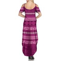 Fiji Marau na Kerisimasi Family Matching Summer Maxi Dress and Hawaiian Shirt Pink Tapa Masi Inspired Christmas LT9 - Polynesian Pride