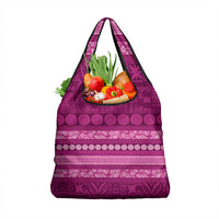 Fiji Marau na Kerisimasi Grocery Bag Pink Tapa Masi Inspired Christmas - Polynesian Pride
