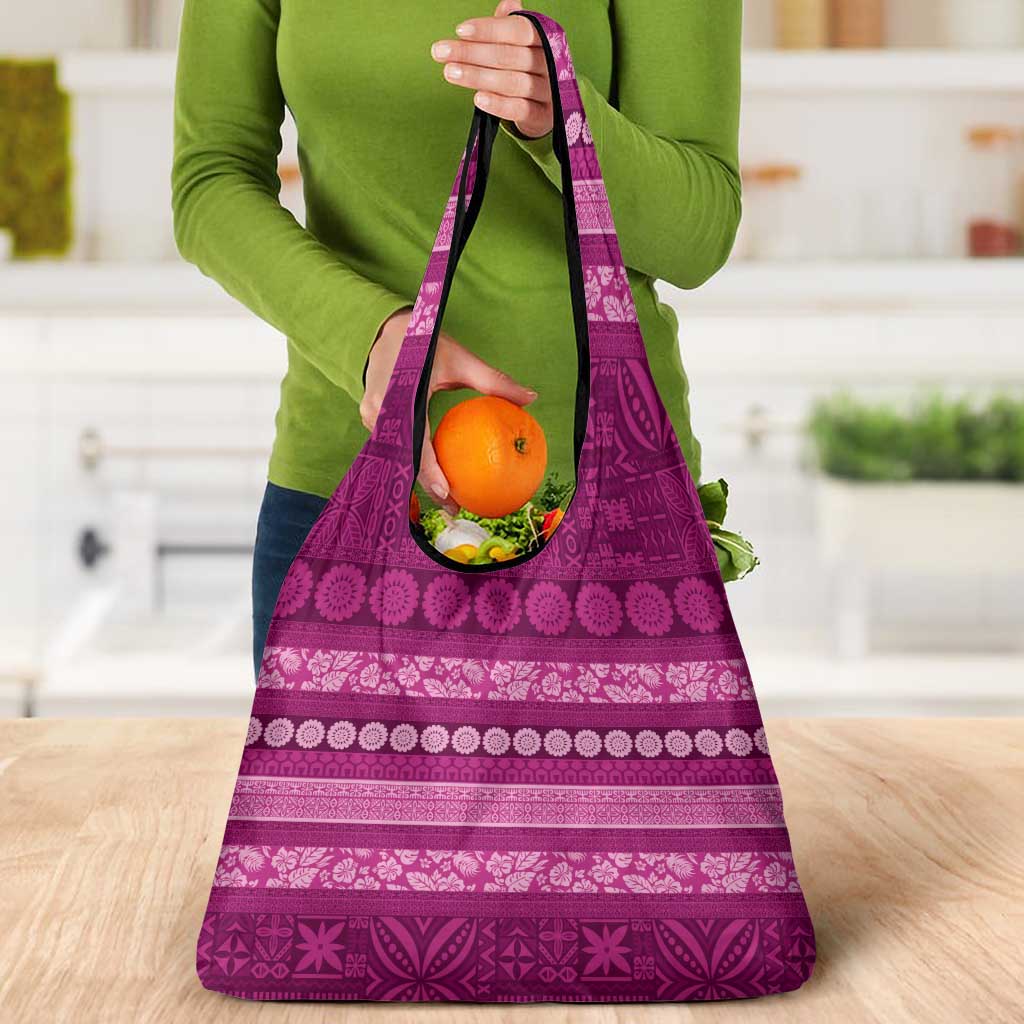 Fiji Marau na Kerisimasi Grocery Bag Pink Tapa Masi Inspired Christmas - Polynesian Pride