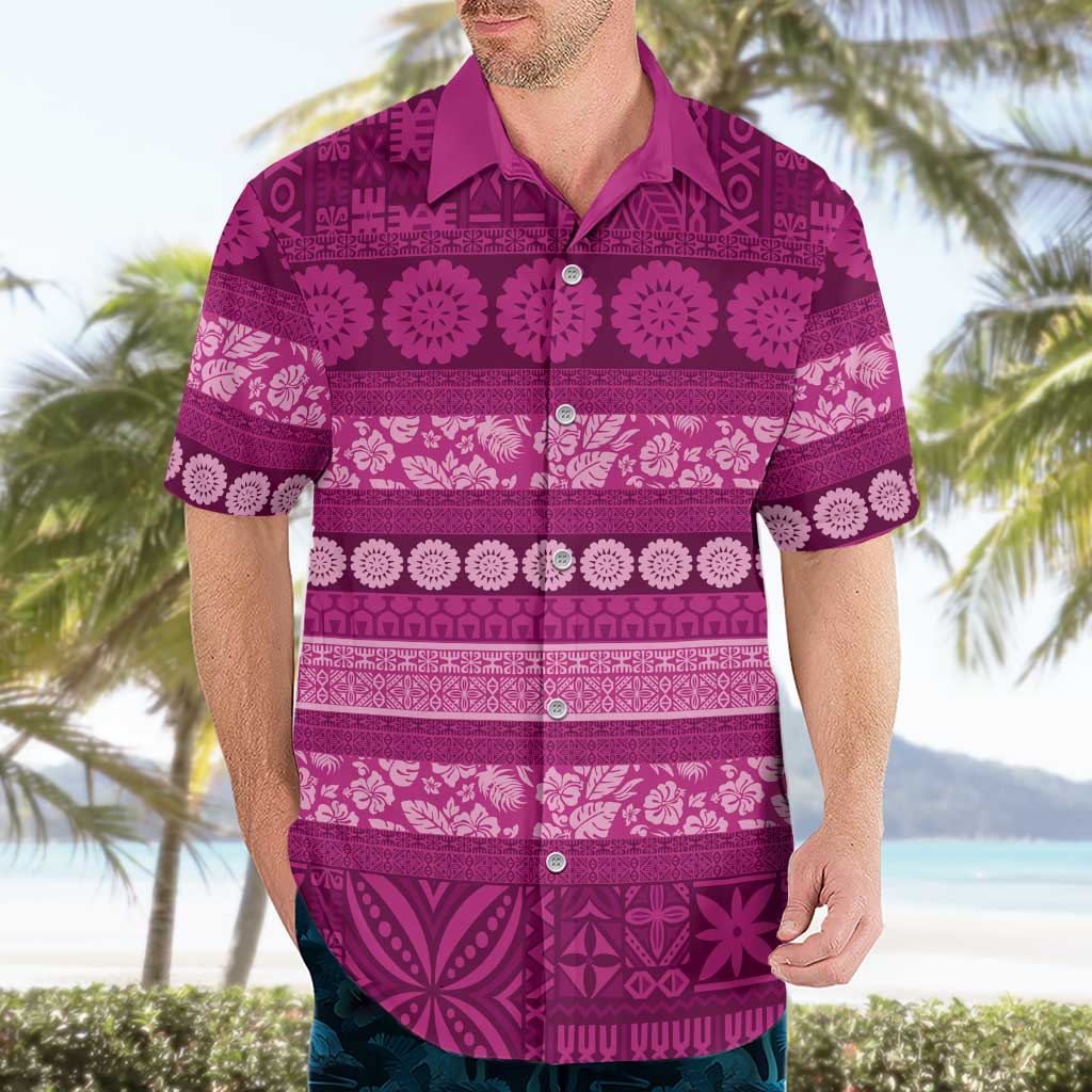 Fiji Marau na Kerisimasi Hawaiian Shirt Pink Tapa Masi Inspired Christmas - Polynesian Pride