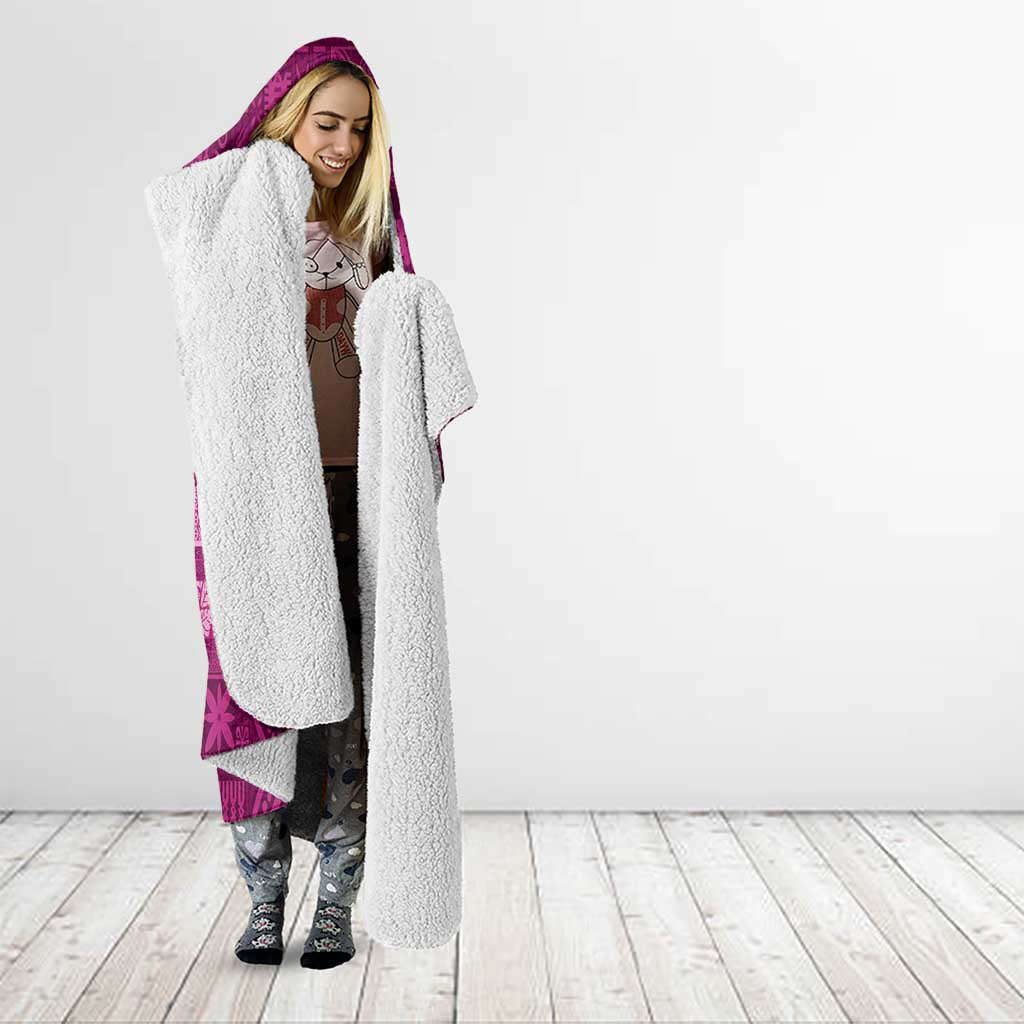 Fiji Marau na Kerisimasi Hooded Blanket Pink Tapa Masi Inspired Christmas - Polynesian Pride
