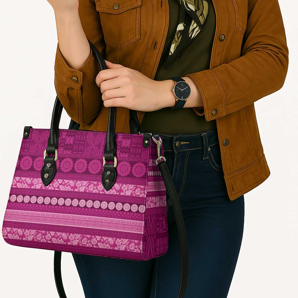 Fiji Marau na Kerisimasi Leather Bag Pink Tapa Masi Inspired Christmas - Polynesian Pride