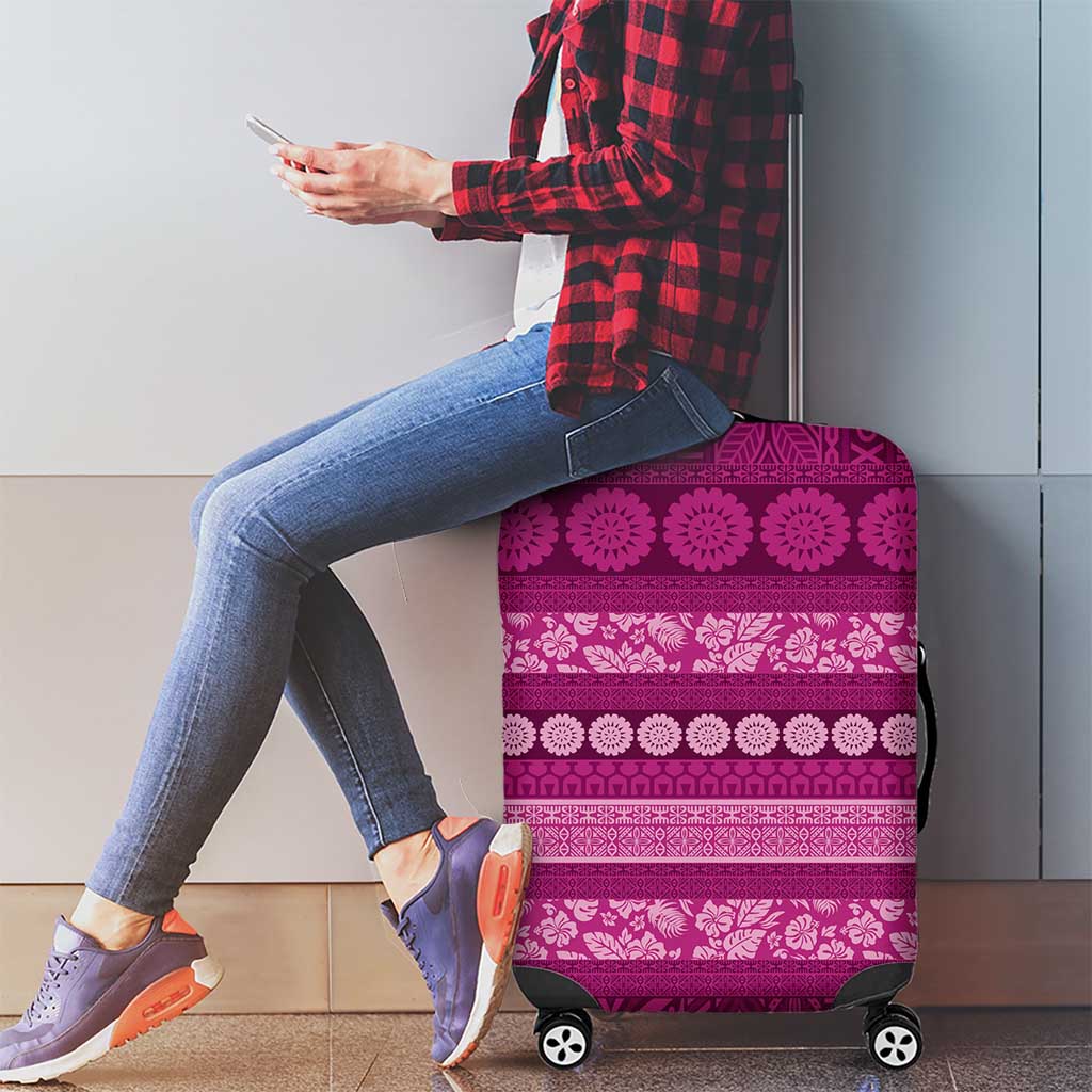 Fiji Marau na Kerisimasi Luggage Cover Pink Tapa Masi Inspired Christmas - Polynesian Pride