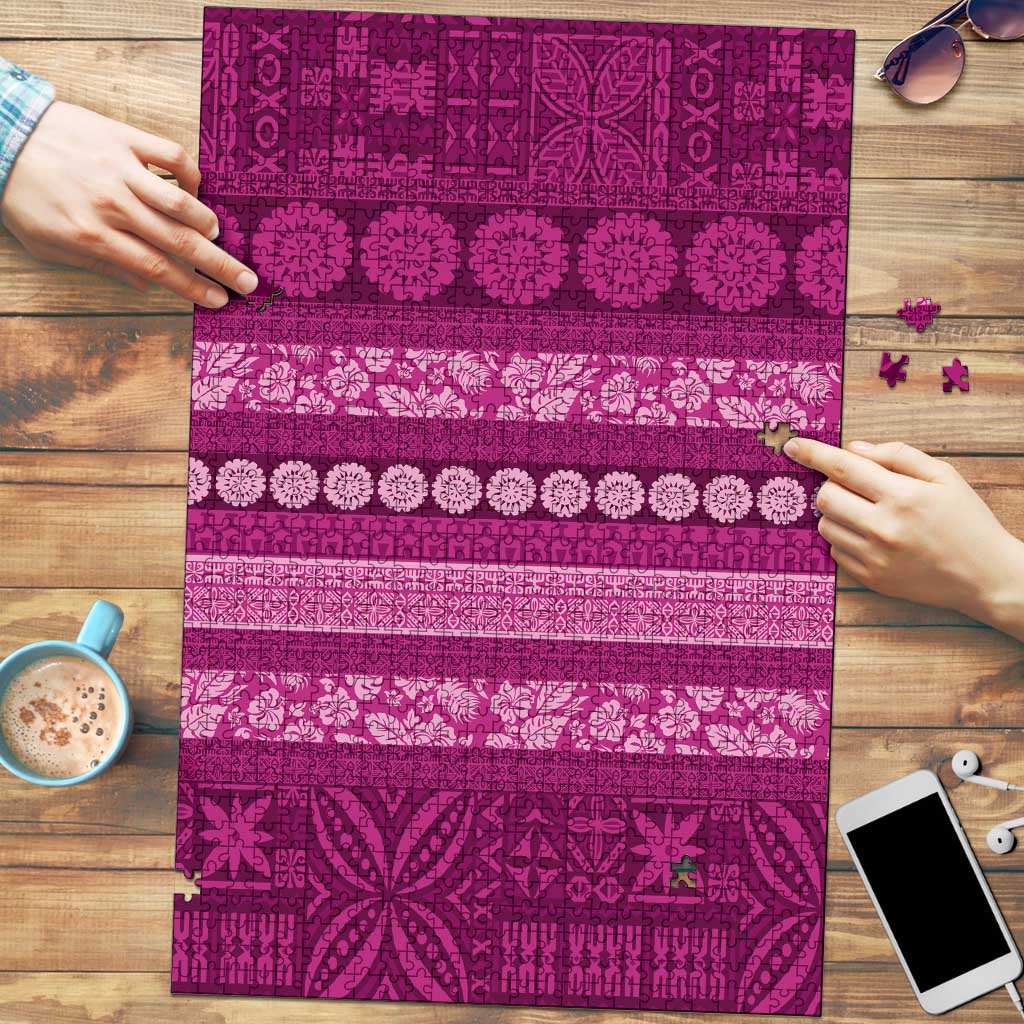 Fiji Marau na Kerisimasi Puzzle Pink Tapa Masi Inspired Christmas - Polynesian Pride