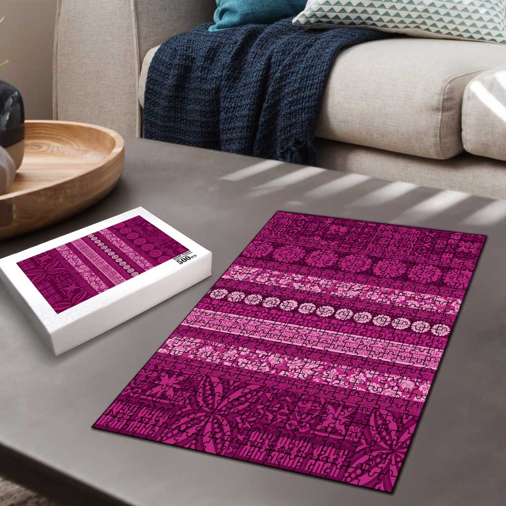 Fiji Marau na Kerisimasi Puzzle Pink Tapa Masi Inspired Christmas - Polynesian Pride