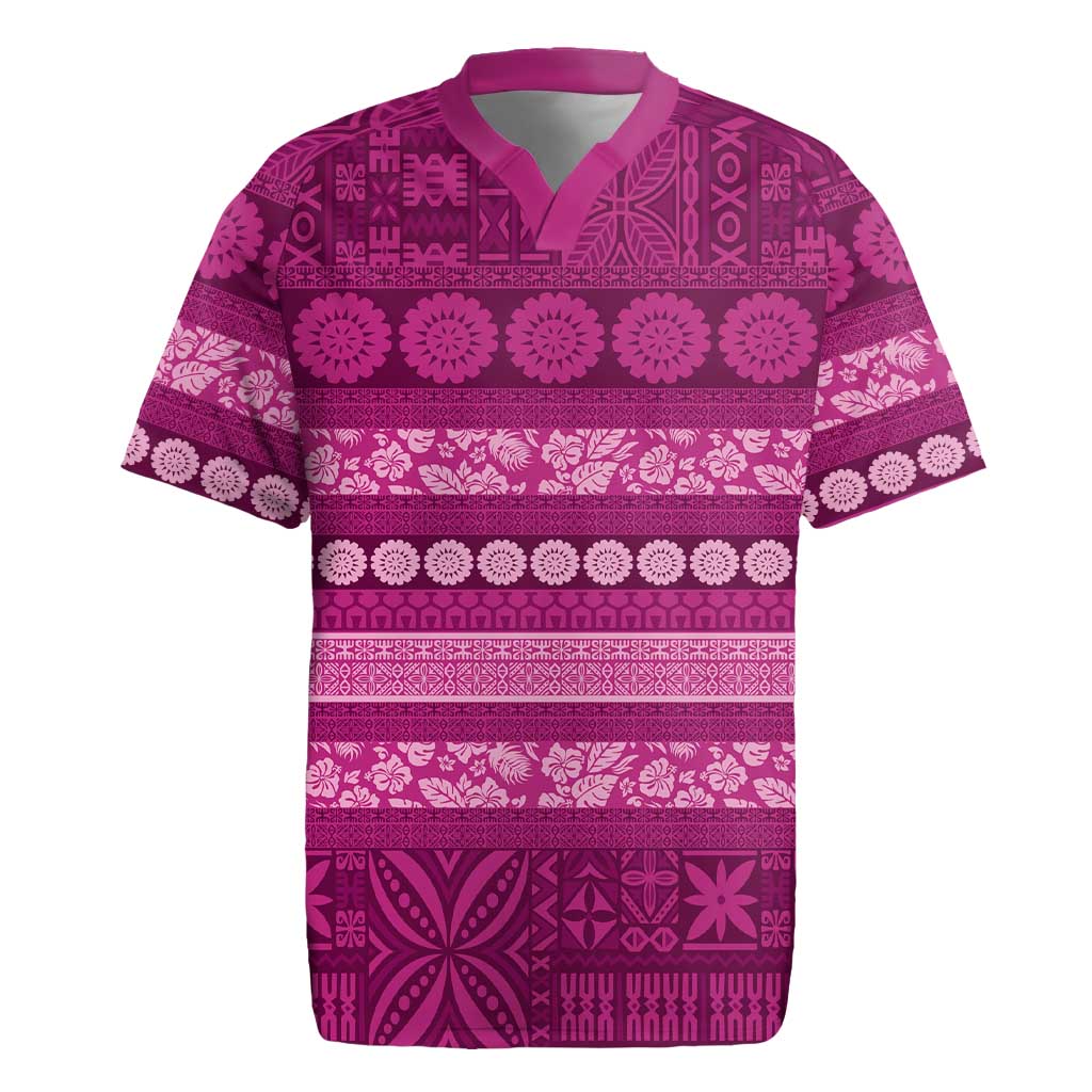 Fiji Marau na Kerisimasi Rugby Jersey Pink Tapa Masi Inspired Christmas - Polynesian Pride
