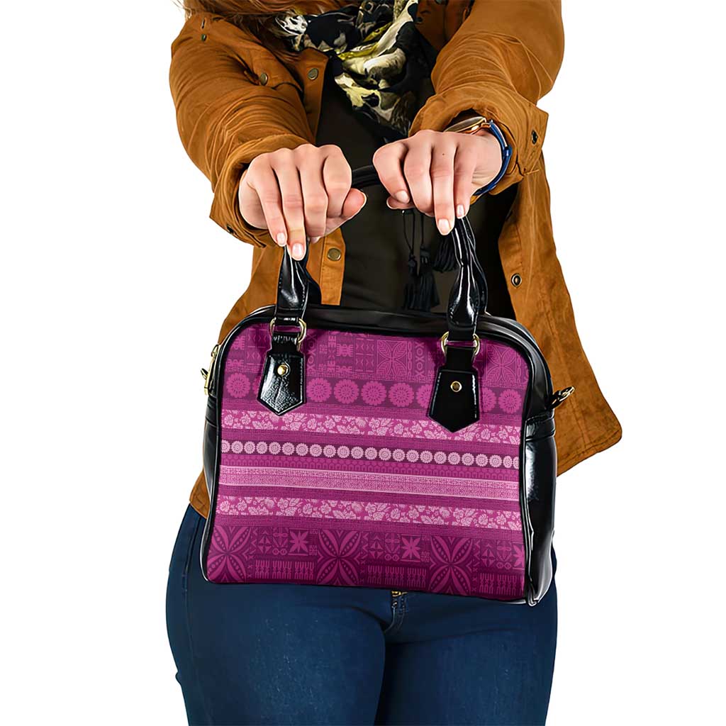 Fiji Marau na Kerisimasi Shoulder Handbag Pink Tapa Masi Inspired Christmas - Polynesian Pride