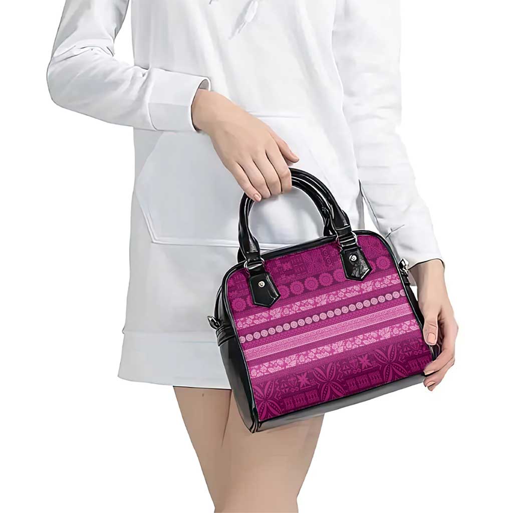 Fiji Marau na Kerisimasi Shoulder Handbag Pink Tapa Masi Inspired Christmas - Polynesian Pride