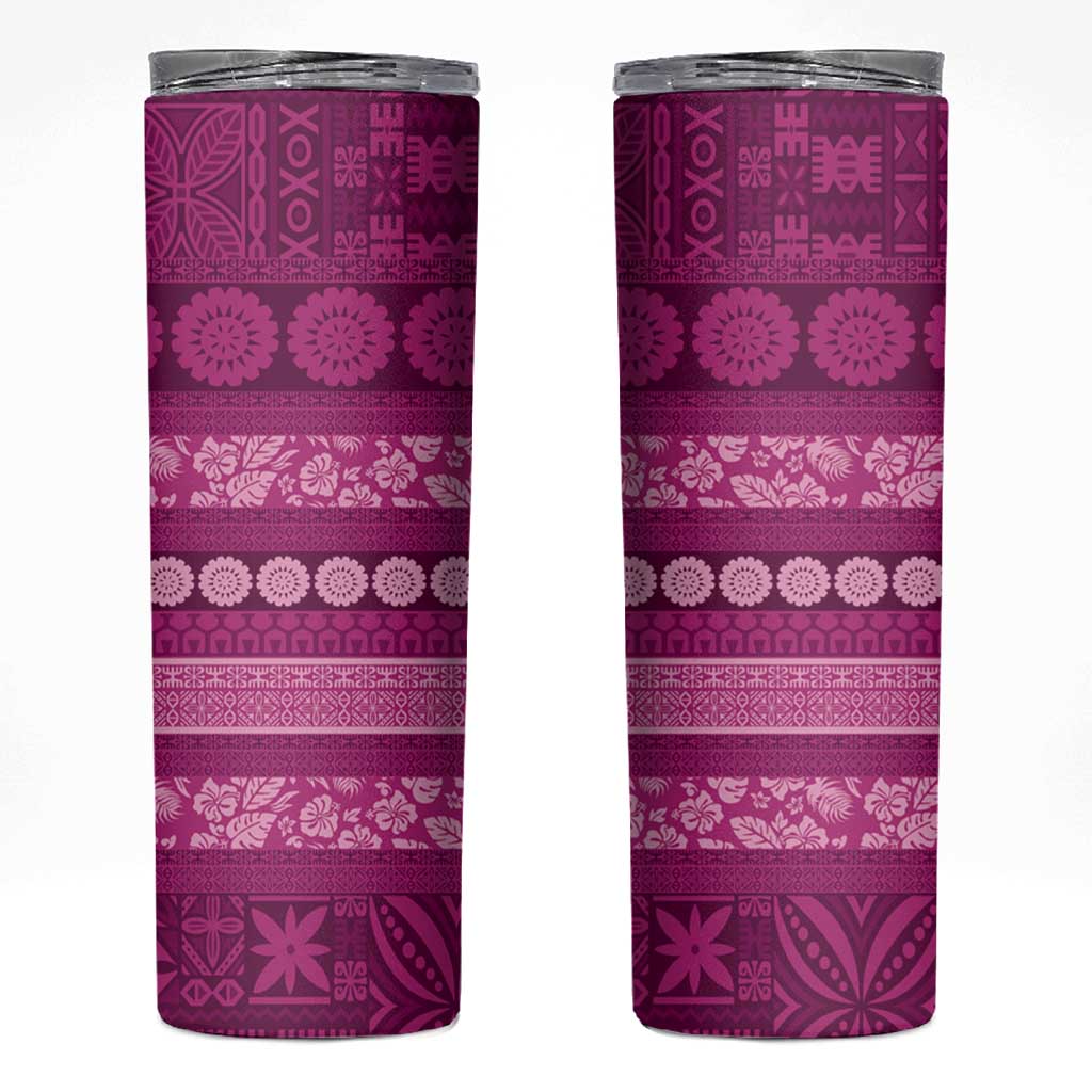 Fiji Marau na Kerisimasi Skinny Tumbler Pink Tapa Masi Inspired Christmas LT9 Pink - Polynesian Pride